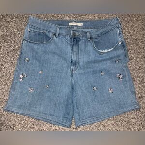 Levi's Blue Floral Embroidered Jean Shorts